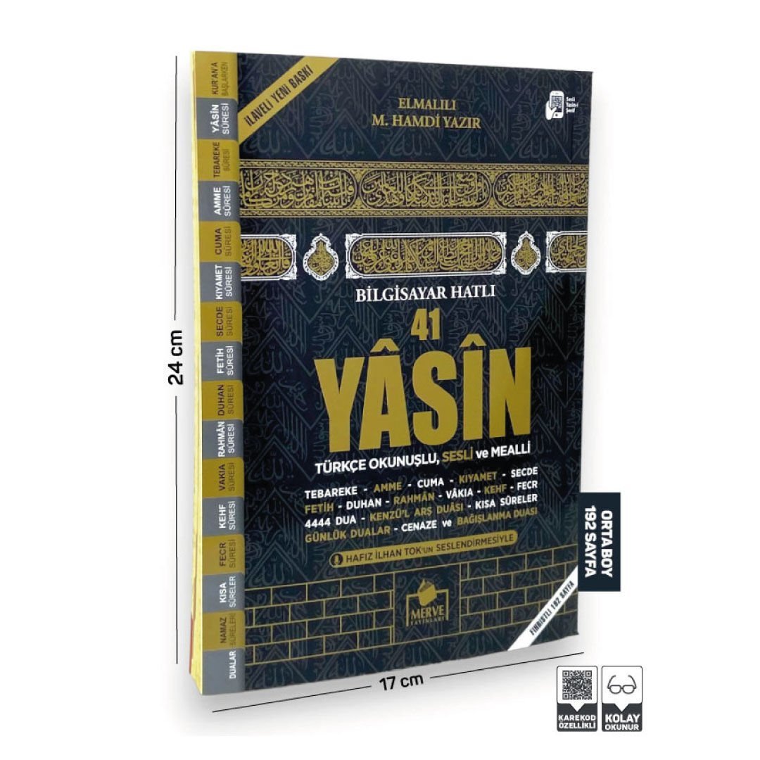 Merve Yayınları Kabe Model Yasini Şerif Türkçe Okunuşlu ve Mealli Orta Boy 192 Sayfa