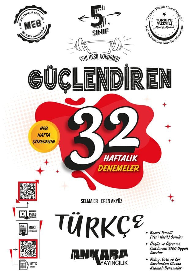 Ankara Yayıncılık 5.Sınıf Güçlendiren 32 Haftalık Türkçe Kazanım Denemeleri 2026