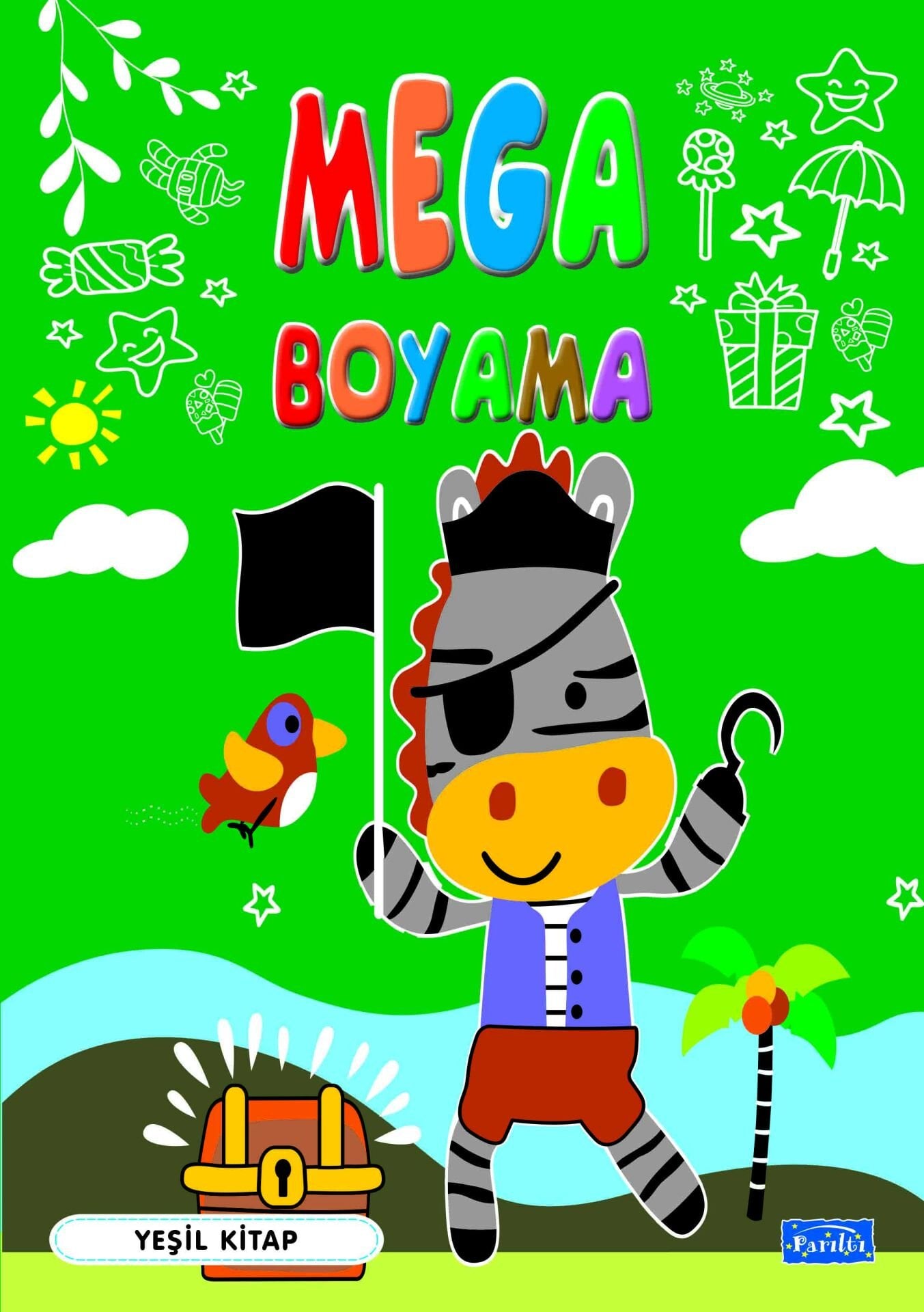 Parıltı Yayıncılık Mega Boyama-Yeşil Kitap