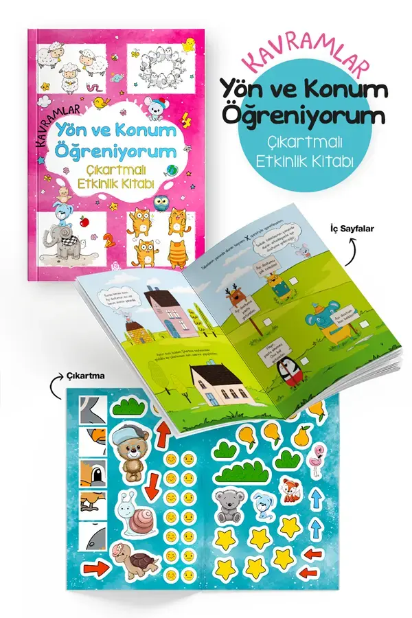 Bigkids Yayınları Kavramlar – Yön ve Konum Öğreniyorum – Çıkartmalı Etkinlik Kitabı / 3 Yaş +