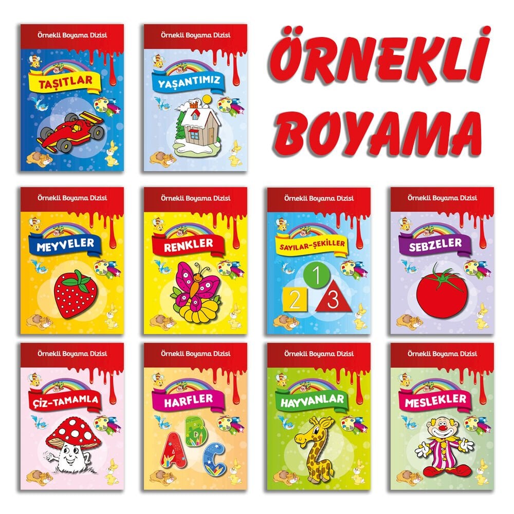 Parıltı Yayıncılık Örnekli Boyama Dizisi Renkli (10 Kitap Set)