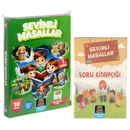 Mercan Okul  1.Sınıf Okuma Seti Sevimli Masallar 10 Kitap  Soru Kitapçığı İlaveli