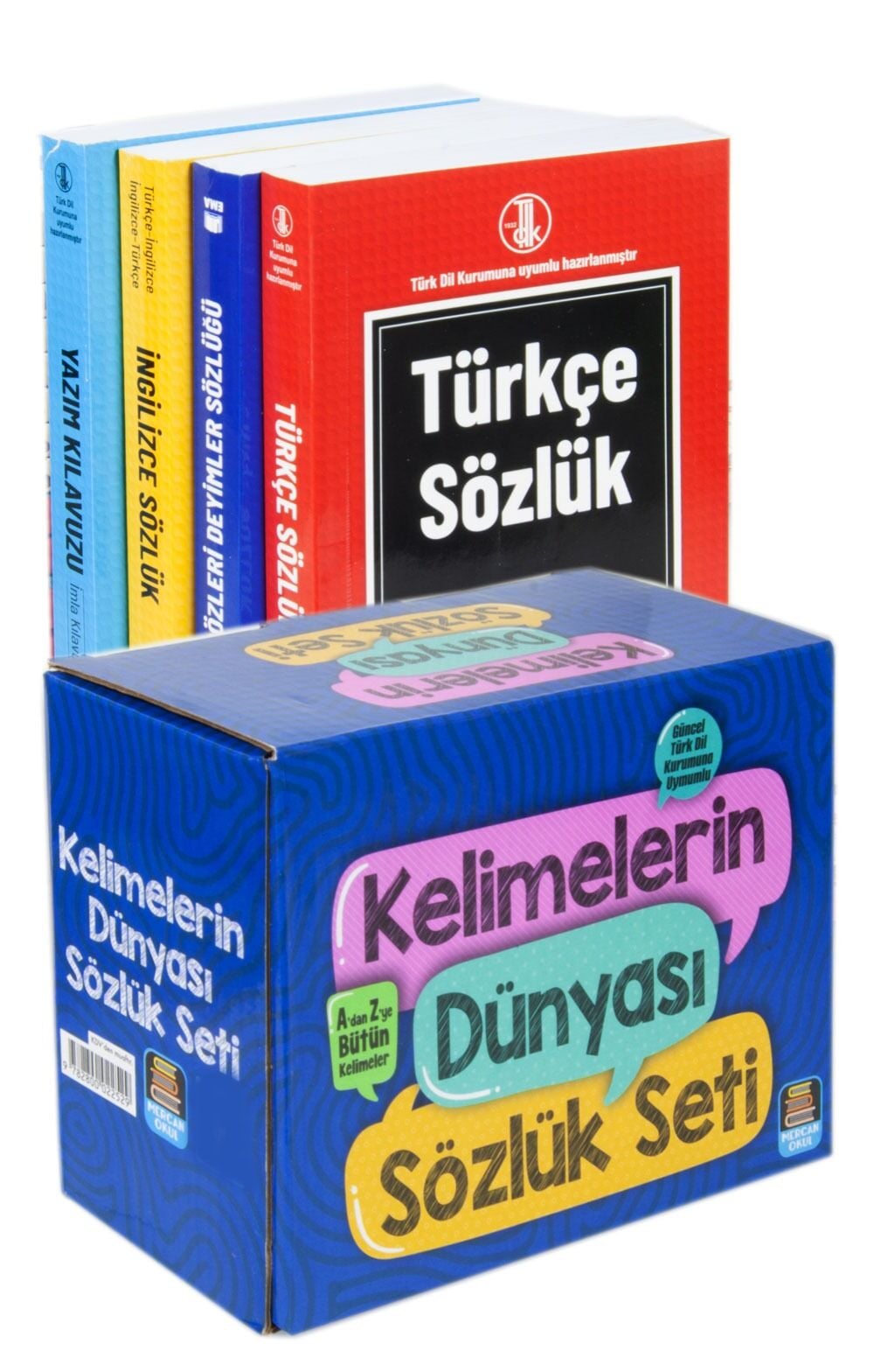 2027 Mercan Okul Yayınları Kelimelerin Dünyası Sözlük Seti 4 Kitap Türkçe-Yazım Kılavuzu-atasözleri ve Deyimler-İngilizce