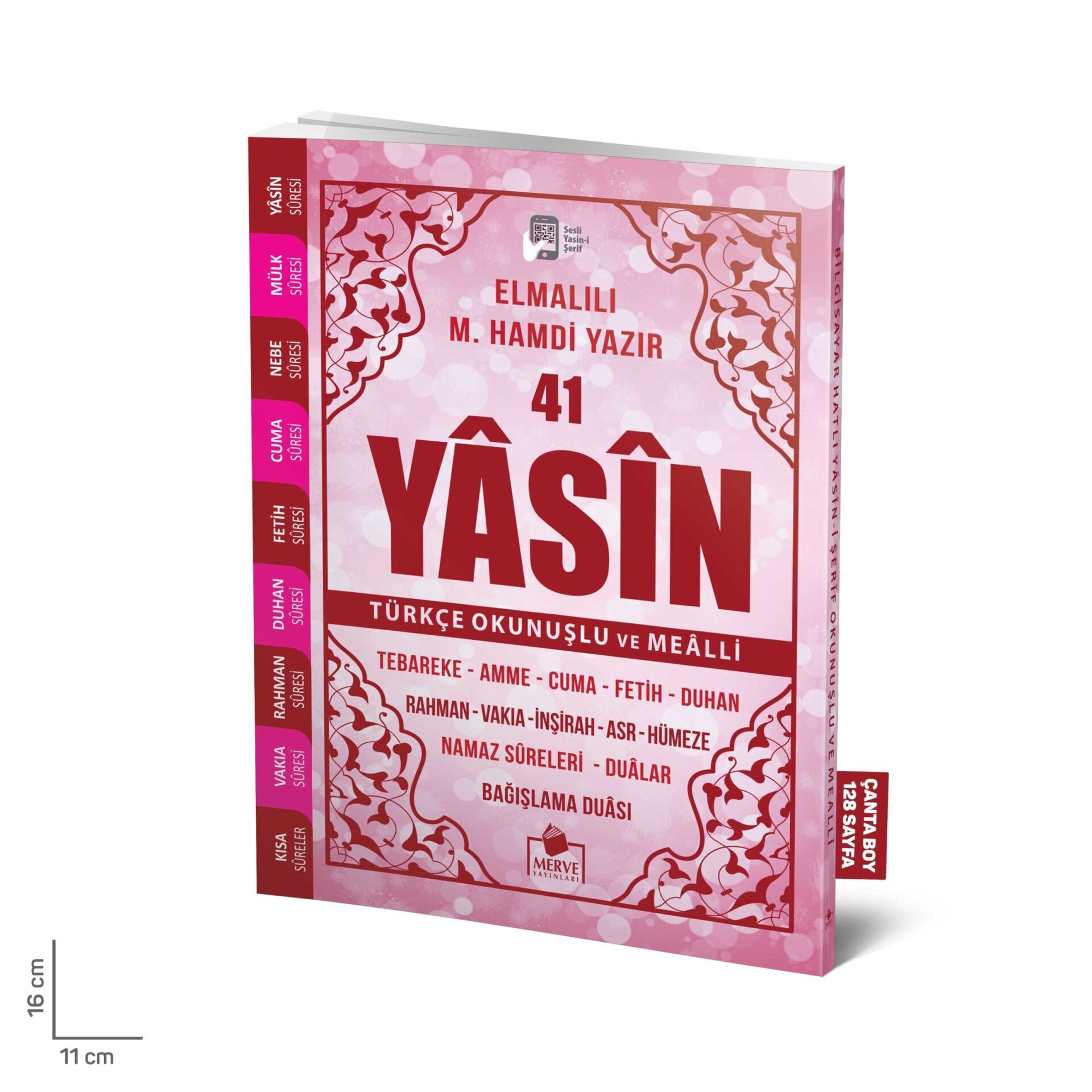 Merve Yayınları Çanta Boy Yasini Şerif Pembe Renk Türkçe Okunuşlu ve Mealli Çanta Boy