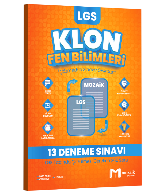 2027 Mozaik Yayınları 8.Sınıf Lgs Klon Fen Bilimleri 13'Lü Deneme Sınavı