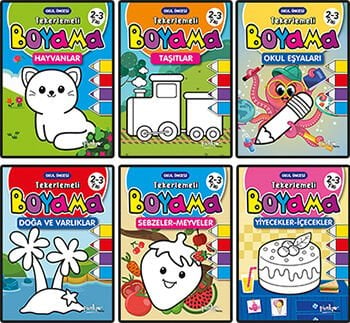 Pinokyo Yayınları Tekerlemeli Boyamalar 6 Kitap Set   2-3 Yaş