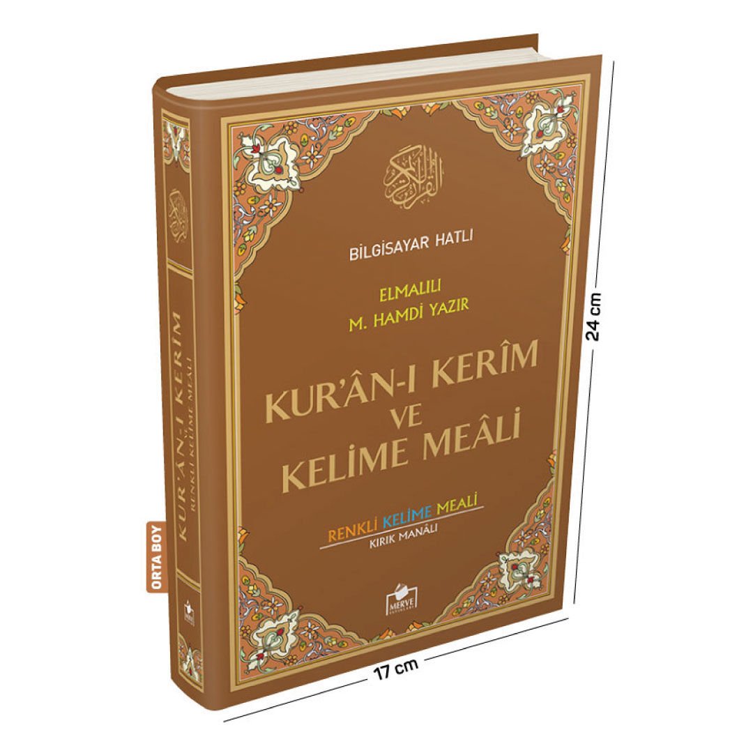 Merve Yayınları Kuranı Kerim Bilgisayar Hatlı Renkli Kelime Meali Orta Boy 3 Renk