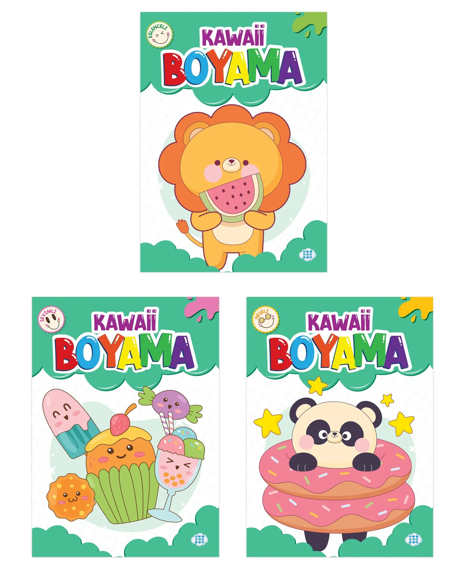 Dokuz Yayınları Kawaii Boyama  Seti (3 Kitap Takım)