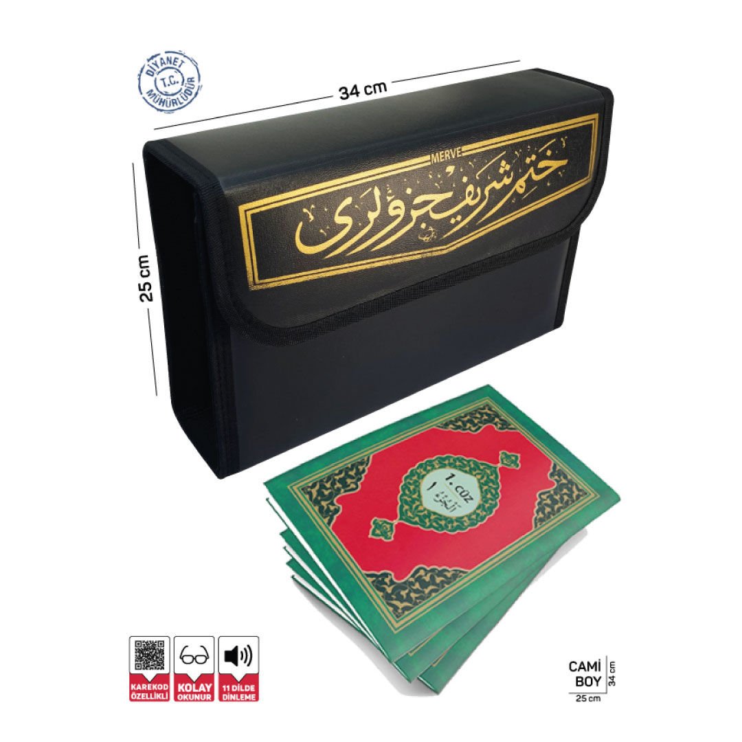 Merve Yayınları Deri Çantalı Kuranı Kerim Hatmi Şerif 30 Cüz Cami Boy