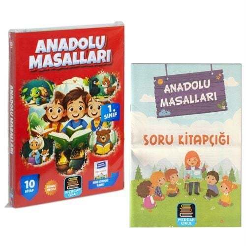 Mercan Okul 1.Sınıf Okuma Seti Anadolu Masalları 10 Kitap  Soru Kitapçığı İlaveli