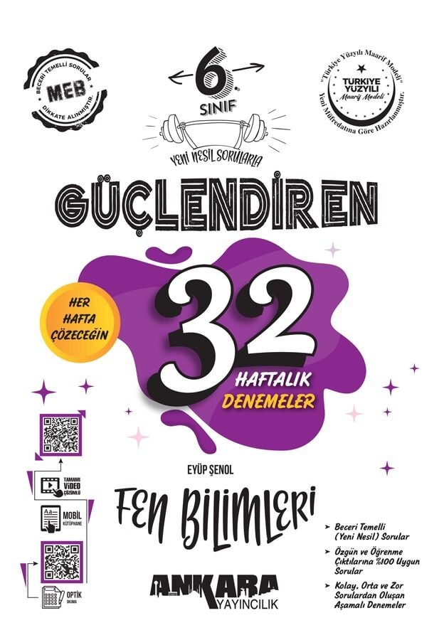 2026 Ankara Yayıncılık 6.Sınıf Güçlendiren 32 Haftalık Fen Bilimleri Kazanım Denemeleri
