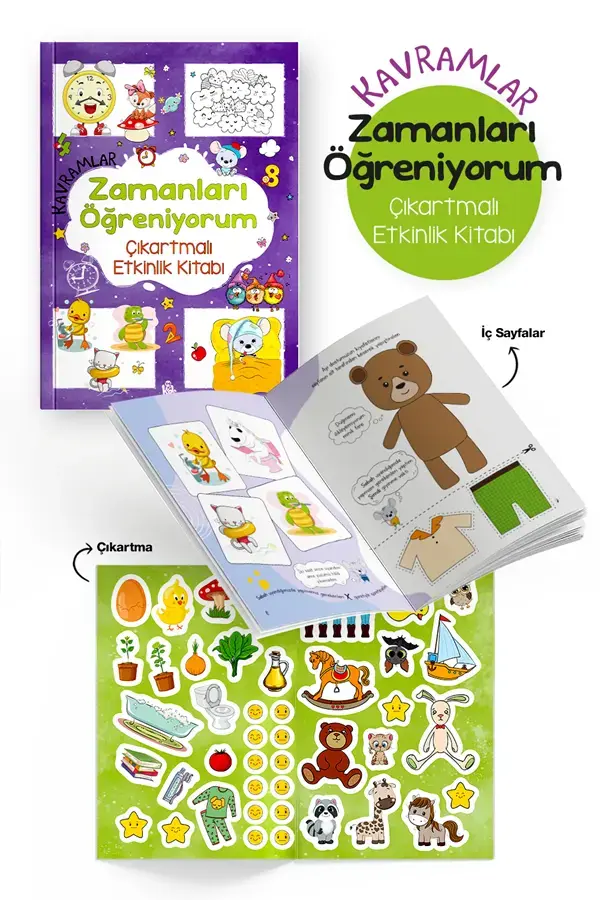 Bigkids Yayınları Kavramlar – Zamanları Öğreniyorum – Çıkartmalı Etkinlik Kitabı / 3 Yaş +