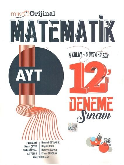 2027 Orijinal Yayınları Mikro Orijinal Ayt Matematik 12'Li Deneme Sınavı