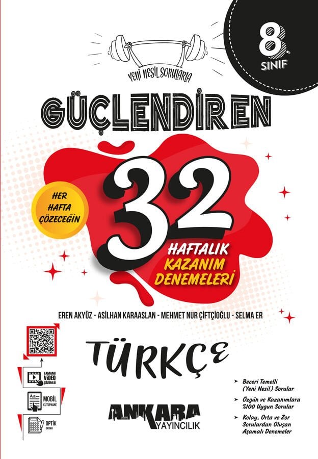 2027 Ankara Yayıncılık 8 Sınıf 32 Haftalık Güçlendiren Türkçe Kazanım Denemeleri