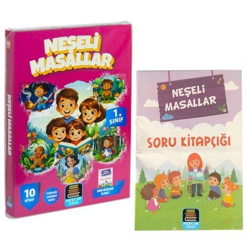 Mercan Okul 1.Sınıf Neşeli Masallar 10 Kitap  Soru Kitapçığı İlaveli