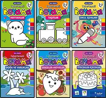 Pinokyo Yayınları Tekerlemeli Boyamalar 6 Kitap Set   2-3 Yaş