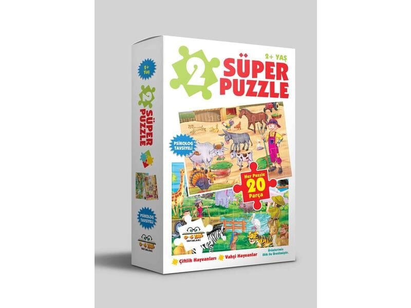 0-6 Yaş Yayınları 2 Süper Puzzle  Çiftlik Hayvanları  Vahşi Hayvanlar
