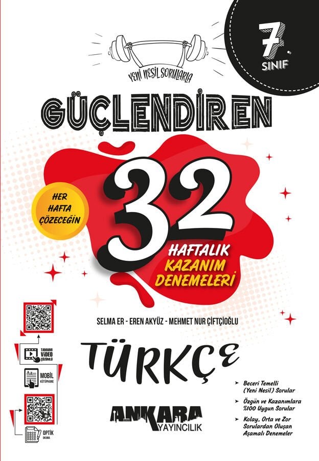 Ankara Yayıncılık 7.Sınıf 32 Haftalık Güçlendiren Türkçe Kazanım Denemeleri 2026