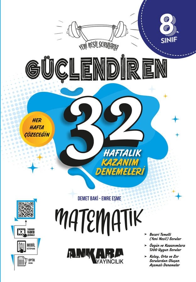 2027 Ankara Yayıncılık 8.Sınıf 32 Haftalık Güçlendiren Matematik Kazanım Denemeleri