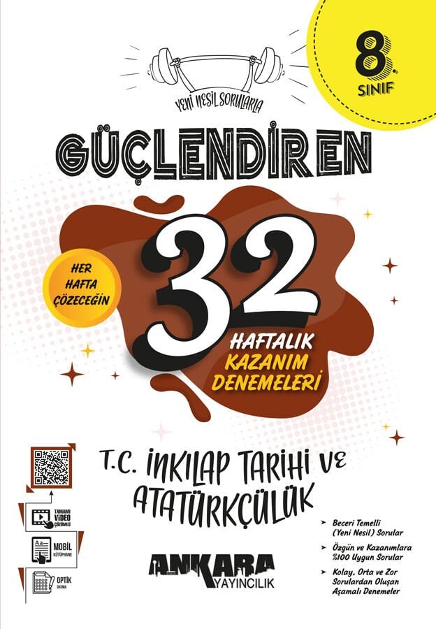 2027 Ankara Yayıncılık 8.Sınıf 32 Haftalık Güçlendiren İnk.Tar.Ve Atatürkçülük Kazanım Denemeleri