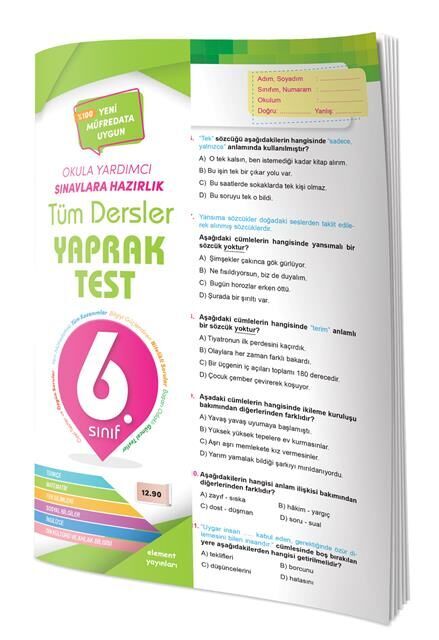 4 Element Yayınları 6.Sınıf Tüm Dersler Yaprak Test