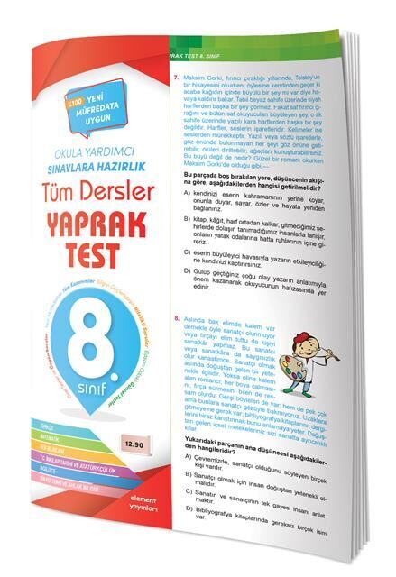4 Element Yayınları 8.Sınıf Tüm Dersler Yaprak Test