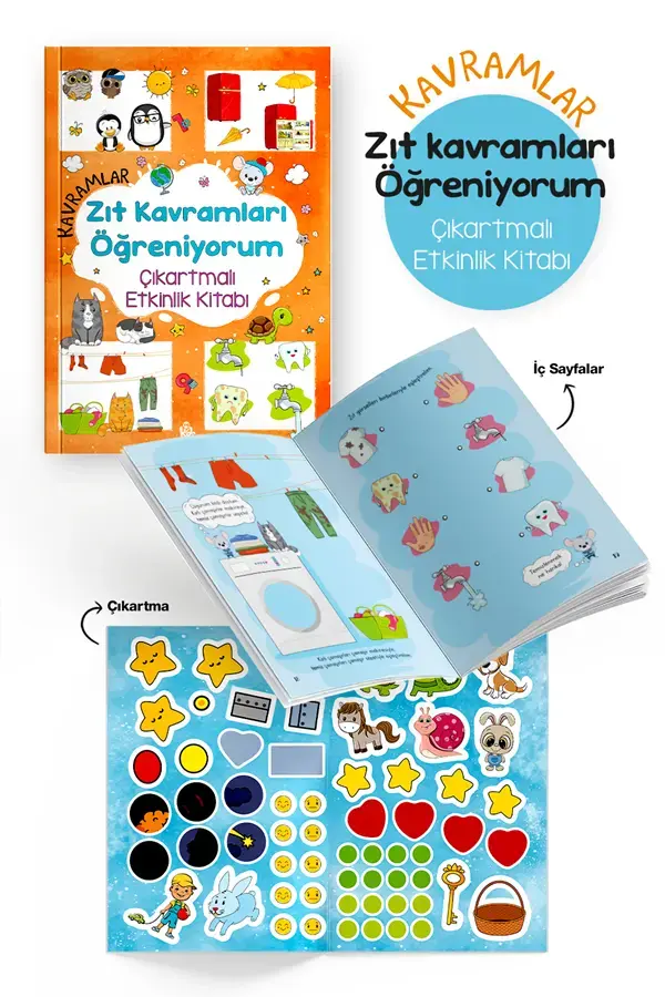 Bigkids Yayınları Kavramlar – Zıt Kavramları Öğreniyorum – Çıkartmalı Etkinlik Kitabı / 3 Yaş +