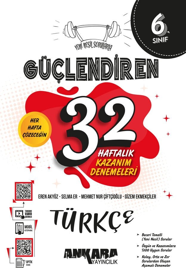 Ankara Yayıncılık 6.Sınıf 32 Haftalık Güçlendiren Türkçe Kazanım Denemeleri 2026